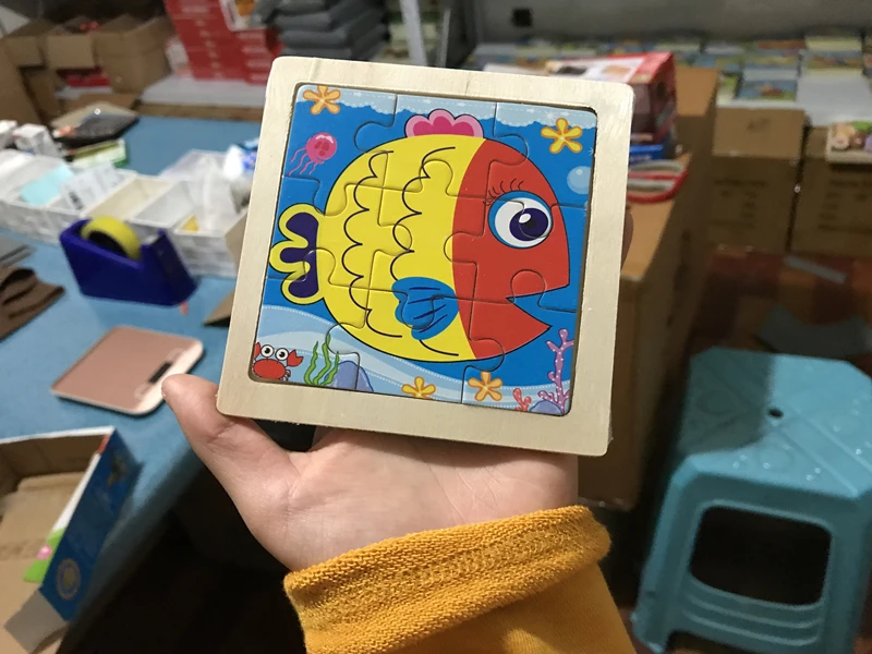 Деревянные 3D пазлы Candywood Mini 10*10 см для детей с рисунками животных из мультфильмов