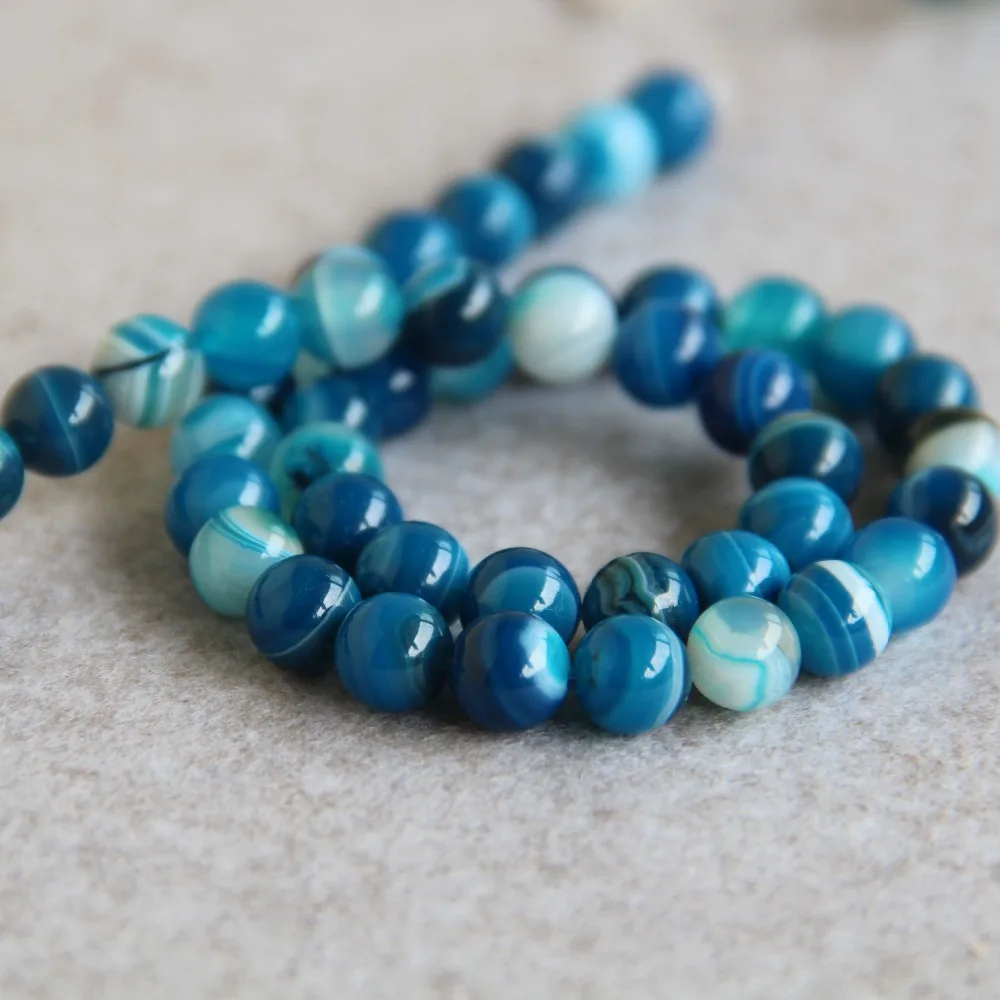 (Минимальный заказ 1) 8 мм модные новые синие Бусины Из Натурального оникса