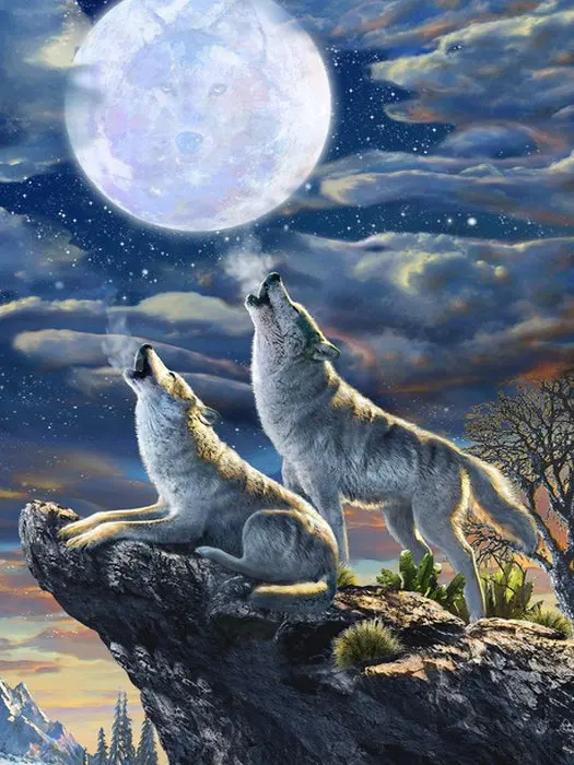 3d diamond painting moon wolf home Decoration pattern DIY embroidery animal icon mosaic needlework rhinestones | Дом и сад