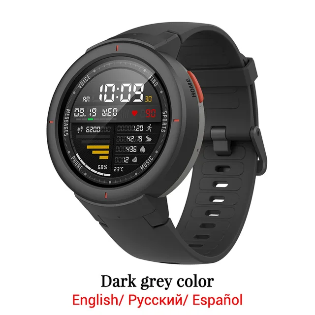 Глобальная версия, Amazfit Verge, Смарт-часы, 1,3 дюймов, AMOLED экран, набор и ответ на звонки, улучшенный HR сенсор, gps, Смарт-часы - Цвет: Black