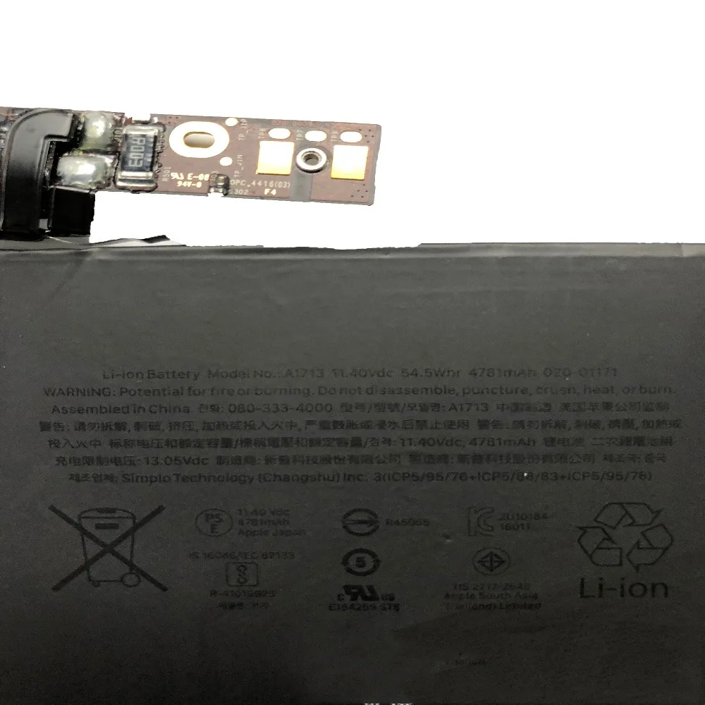11 4 v 54.5wh/4781mah A1713 новый оригинальный аккумулятор для ноутбука Apple MacBook Pro 13 '&#x27A1708