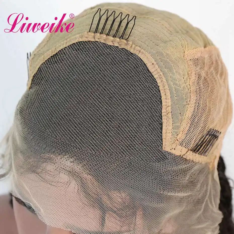 Liweike волнистые прозрачные кружевные фронтальные Человеческие волосы Remy парики