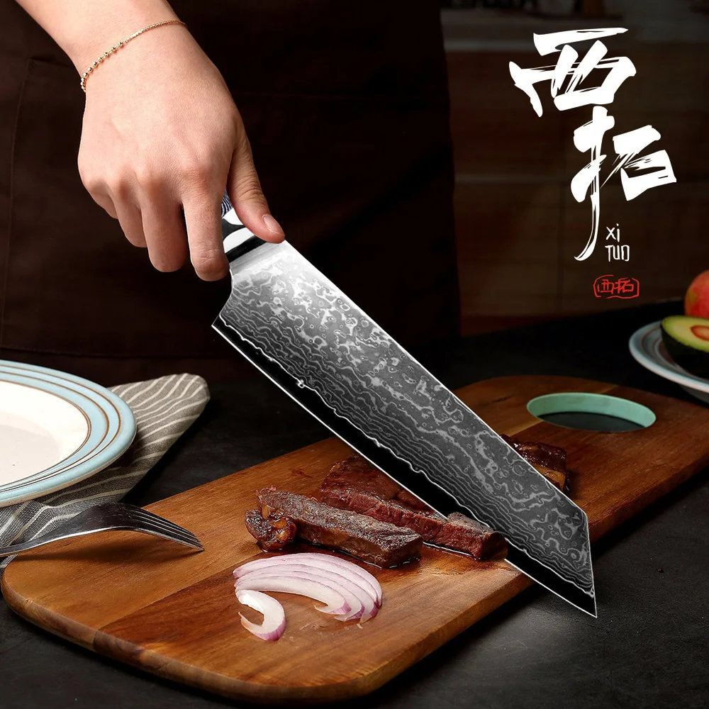 

XITUO Damascus Steel Santoku Chef Knife 8 inch Western style chopped vegetables sashimi sliced meat home hotel kitchen tools Hot