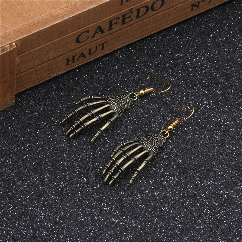 Хэллоуин панк стиль череп серьги в виде ладоней для мужчин и женщин Мода ретро