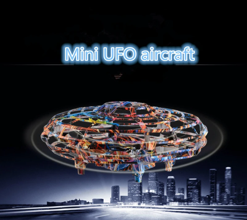 

New 11cm mini UFO Induction aircrft drone toy with colorful light usb rechargeable 10cm altitude hold kid best gift toy boy love