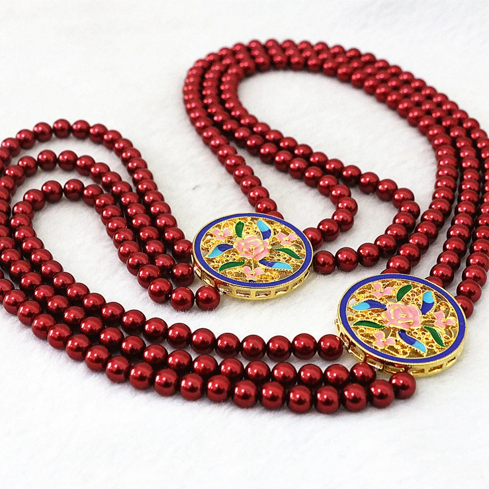 10 видов цветов 6 мм Shell Имитация жемчуга круглые бусины 3 ряда Уникальный