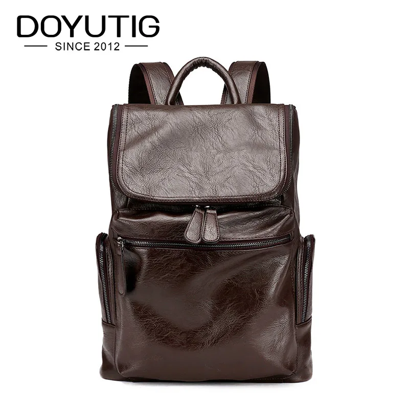 DOYUTIG Brand Design Men's Genuine Leather Backpacks High Capacity Real Leather Knapsack For Male Business Computer Bags H070