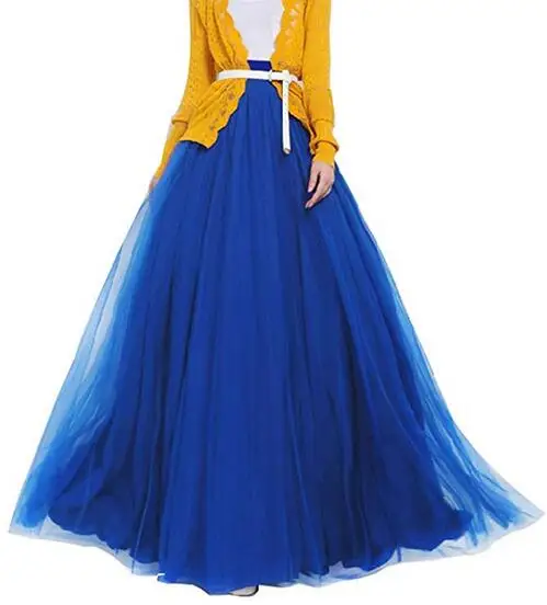 Royal Blue Женское бальное платье, Формальное, ТРАПЕЦИЕВИДНОЕ, пышное, с большим бантом, полная длина, вечерние, для подружки невесты, для свадьбы, юбка-пачка из тюля, юбка с высокой талией - Цвет: Royal Blue