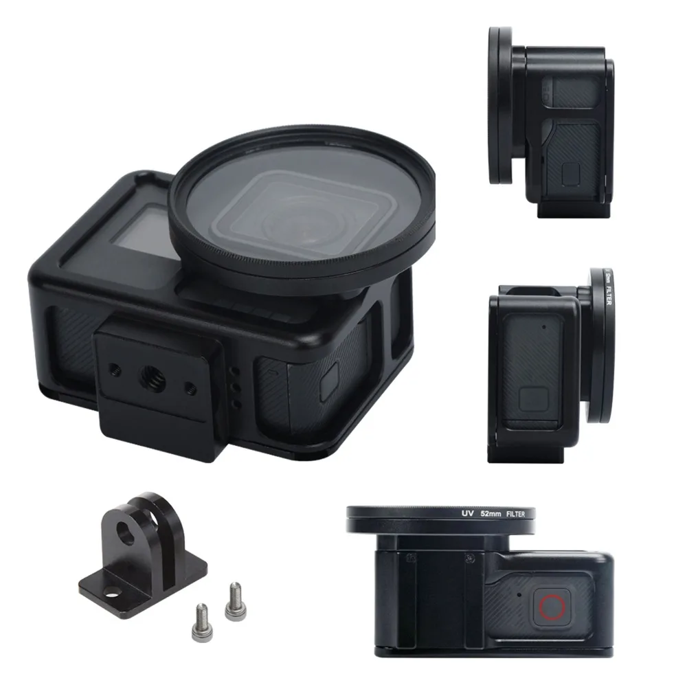 Protective Case For Gopro Hero7 Aluminum Housing Shell Cage Frame for Hero 7 Black Action Camera Accessories+ 52mm UV Lens | Электроника