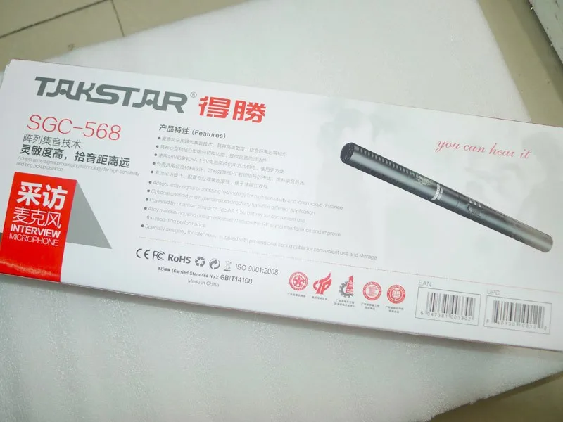 TAKSTAR SGC-568 Профессиональный Интервью конденсаторный микрофон доступа Камера видео Камера Shotgun микрофон Бразилия Россия