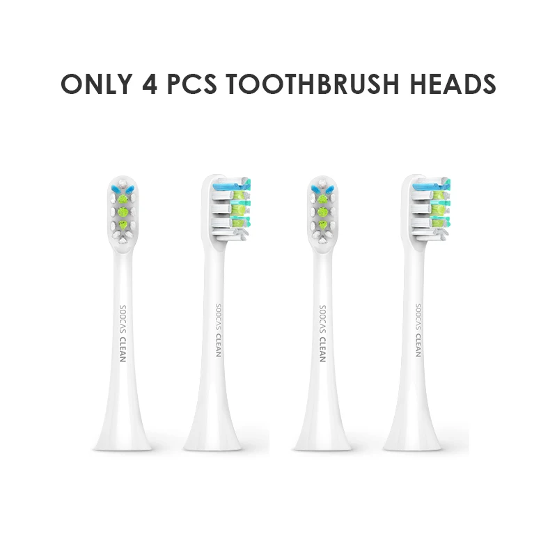 4 pcs white heads SOOCAS X3 X1 X5 насадки для зубных щеток для Xiaomi Mijia сменная зубная щетка оригинальная Soocare Соник электрическая щетка головка ультра Соник - Цвет: 4 pcs white heads