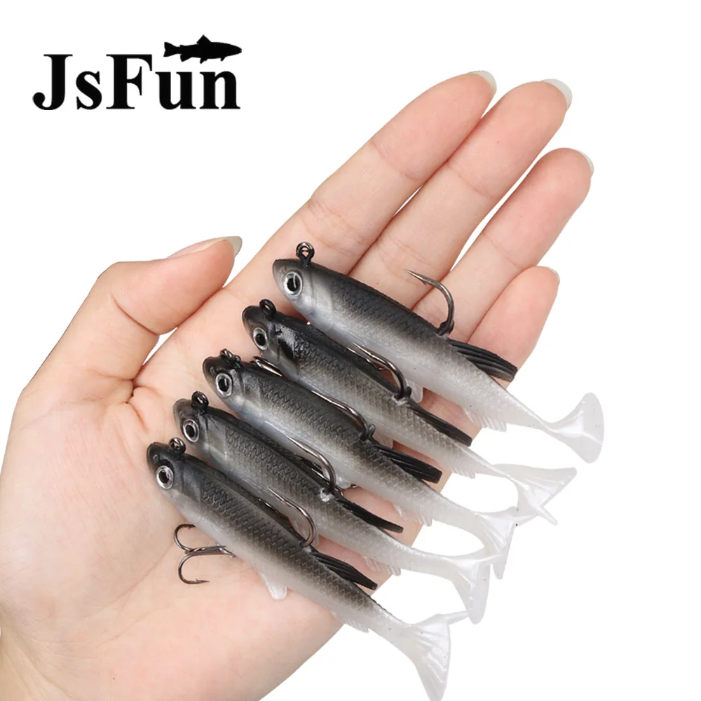 JSFUN 5 шт./лот серая Мягкая приманка 8 см 14 г воблеры искусственная Силиконовые
