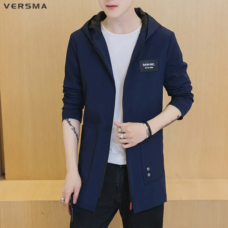 VERSMA 2017 Повседневная мода Slim Fit Мужская длинная куртка пальто - Цена: 2060.48