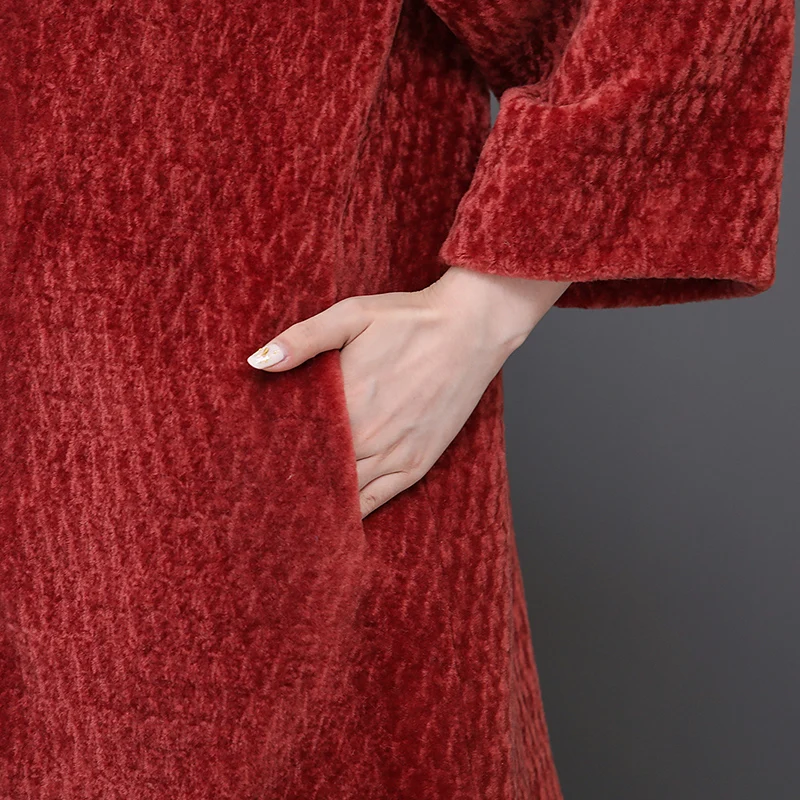 

Nerazzurri Winter real fur Jacket scallop trim Natural shearling sheep fur coat Black warm large size women clothing 5xl 6xl 7xl