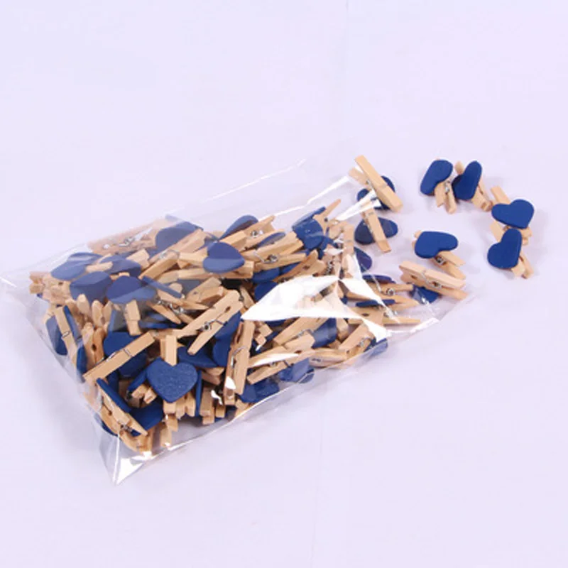 7dark blue Сердце деревянная вешалка для одежды прищепка зажимы офисные вечерние украшения Аксессуары фото прищепки 30x4 мм DIY - Цвет: 7dark blue