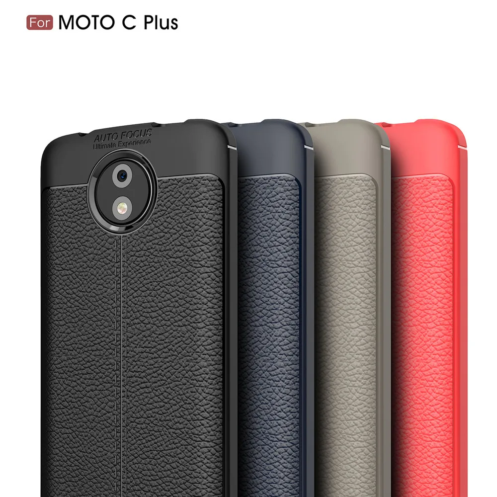 Мягкий матовый чехол с текстурой личи для Motorola Moto C противоударный деловой Plus Fundas