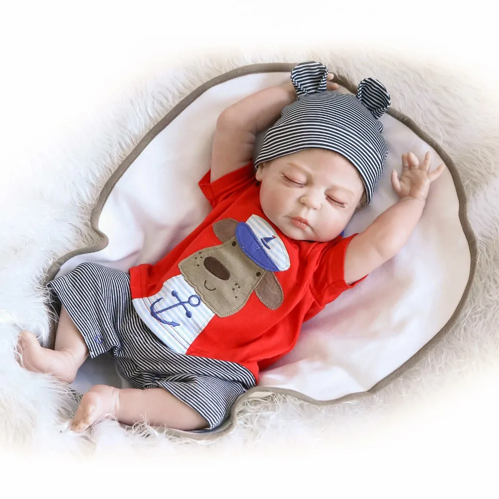 

57cm Reborn Babies Full Silicone Doll Silicone Baby Dolls handmade close eyes doll cool stylish bathe cute Action Figure Toys