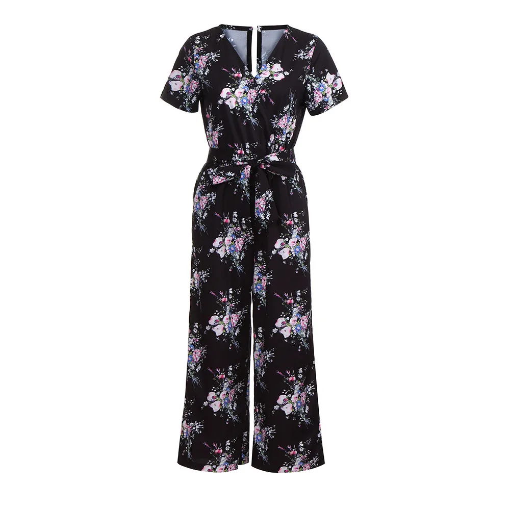 Бесплатная Страусиная мода женские цветочные богемные комбинезоны комбинезон