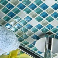 free shipping  ice crackle crystal blue glass mixed stone mosaic tile home improvement  backsplash  bathroom  tiles fireplace