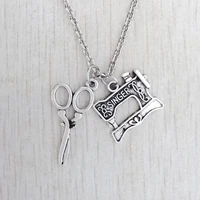 sewing machine pendant necklace seamstress necklace fashion designer short necklace summer gift