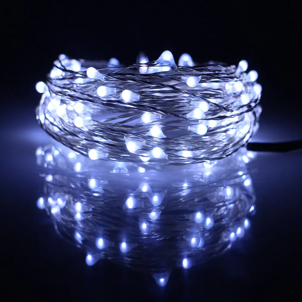 100LED 33Ft 10 м фонари светодиодные строки DEC рождественских Halloween Party серебряной проволоки Фея огни строки с 5V1A адаптер(ЕС, великобритании, США вилка