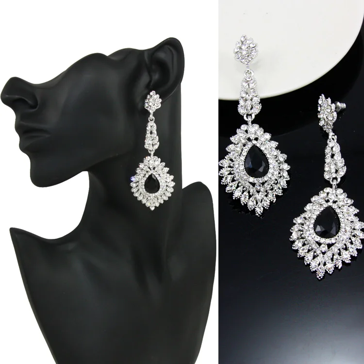 OCESRIO просвет Роскошные SilverCrystal серьги для Для женщин большие длинные висит