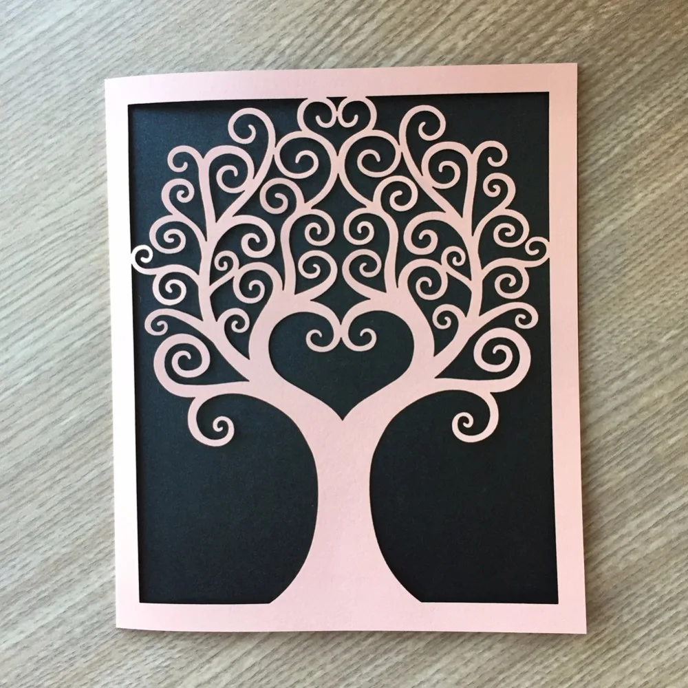 50Pcs Peach Creative Love Tree Hollow Laser Cut Business Party Birthday Invitations Card Decoration Romantic Wedding Suppliers | Дом и сад