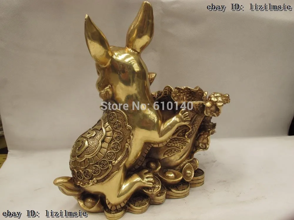 9 китайская медная Бронзовая статуя для богатства с юаньбао монетами зодиака