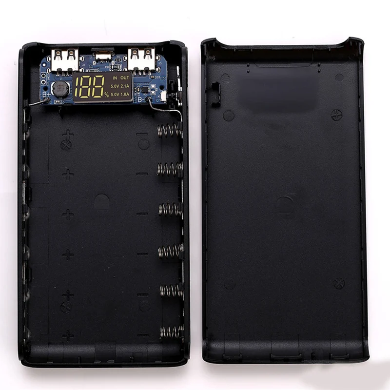 1 шт. светодиодный 5 в сделай сам внешний аккумулятор с двойным USB 6x18650 чехол для аккумулятора зарядное устройство Внешний аккумулятор