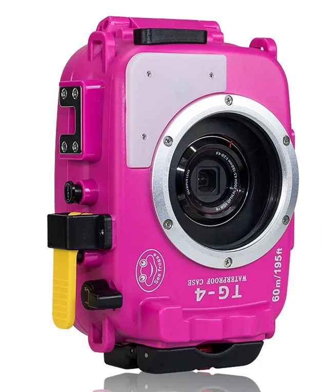 Pink Для Olympus TG4 чехол 60 M/195ft TG4 корпус для подводной камеры водонепроницаемый чехол с двумя оптоволоконными портами - Цвет: Pink