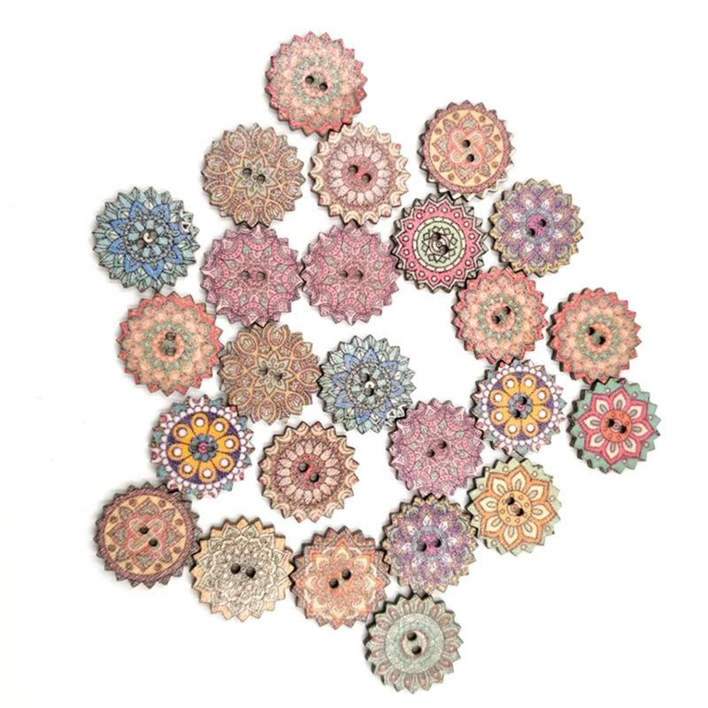 50 шт. роспись Шестерни деревянные пуговицы для ручная швейная Скрапбукинг ручной