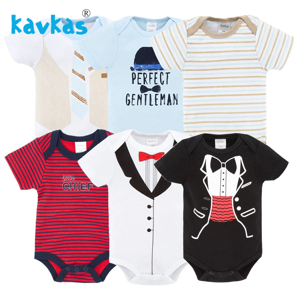 HY21092176 Kavkas/6 шт. Детские боди из хлопка с короткими рукавами Roupa De Bebes летний комплект одежды для маленьких мальчиков - Цвет: HY21092176