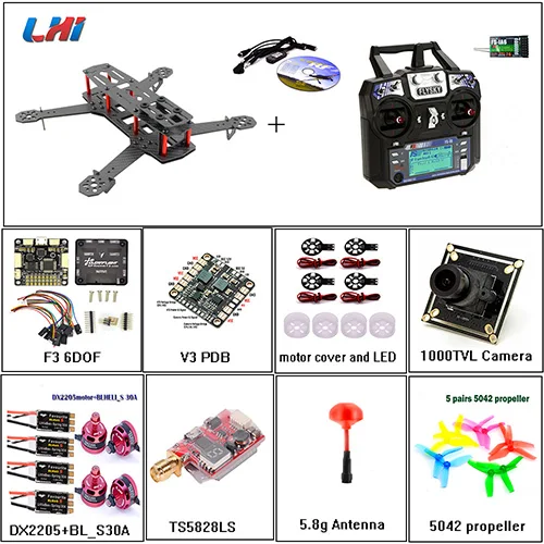 package 2 DIY LHI Senior ZMR250 QAV250 Квадрокоптер рама двигателя Квадрокоптер Дрон qav zmr комплект Дрон CC3D управление полетом 250 рама - Цвет: package 2