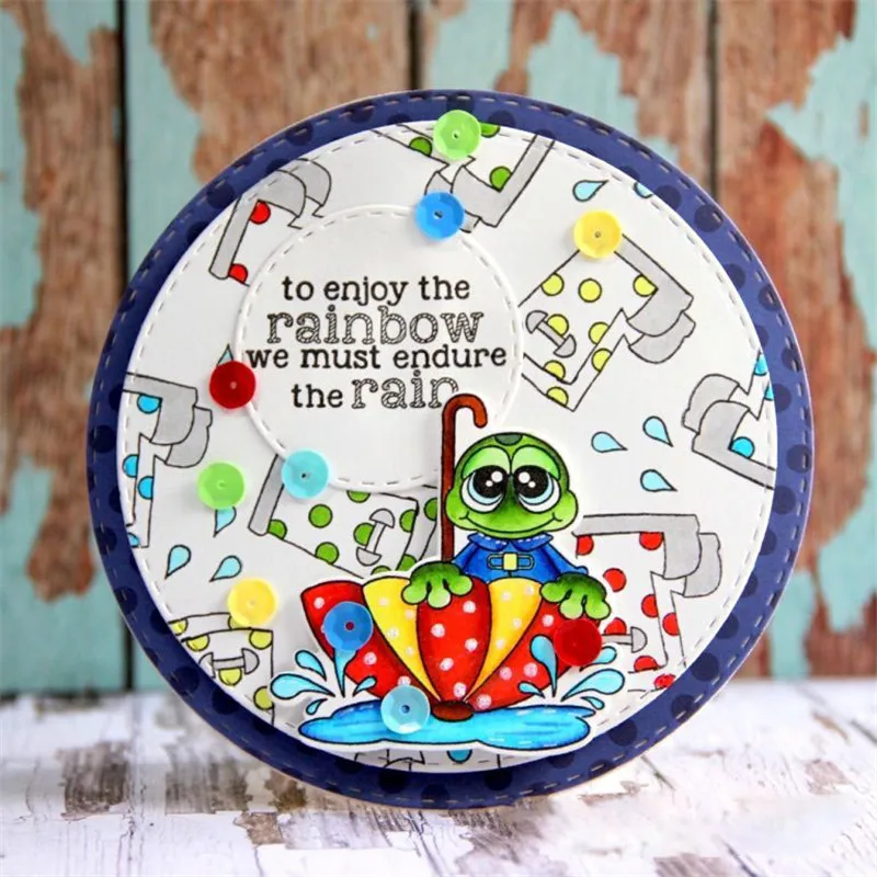 Лягушка наслаждаясь дождем металлические штампы для резки и четкие скрапбукинга