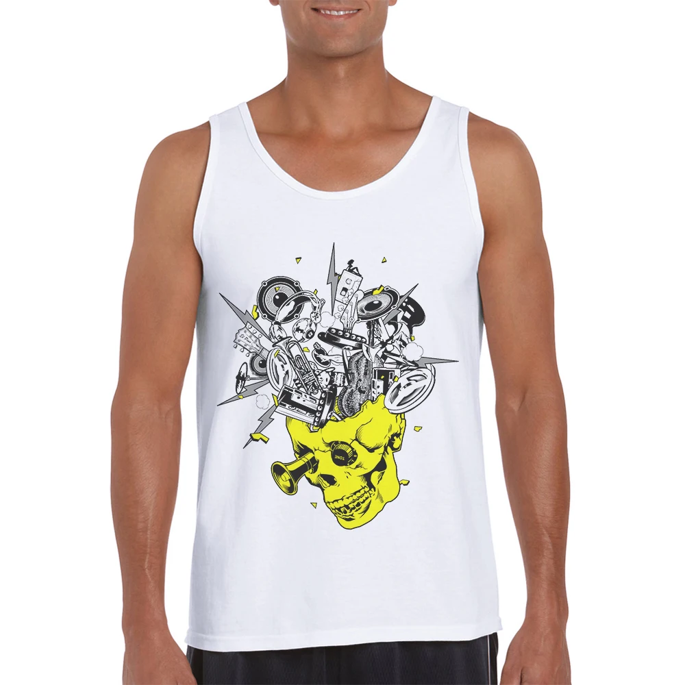 

Hot Sale Men Printed Tank Tops Sleeveless Bodybuilding Vest Singlet Fitness Shirt Skull Print Gym Clothing Camiseta Sin Mangas