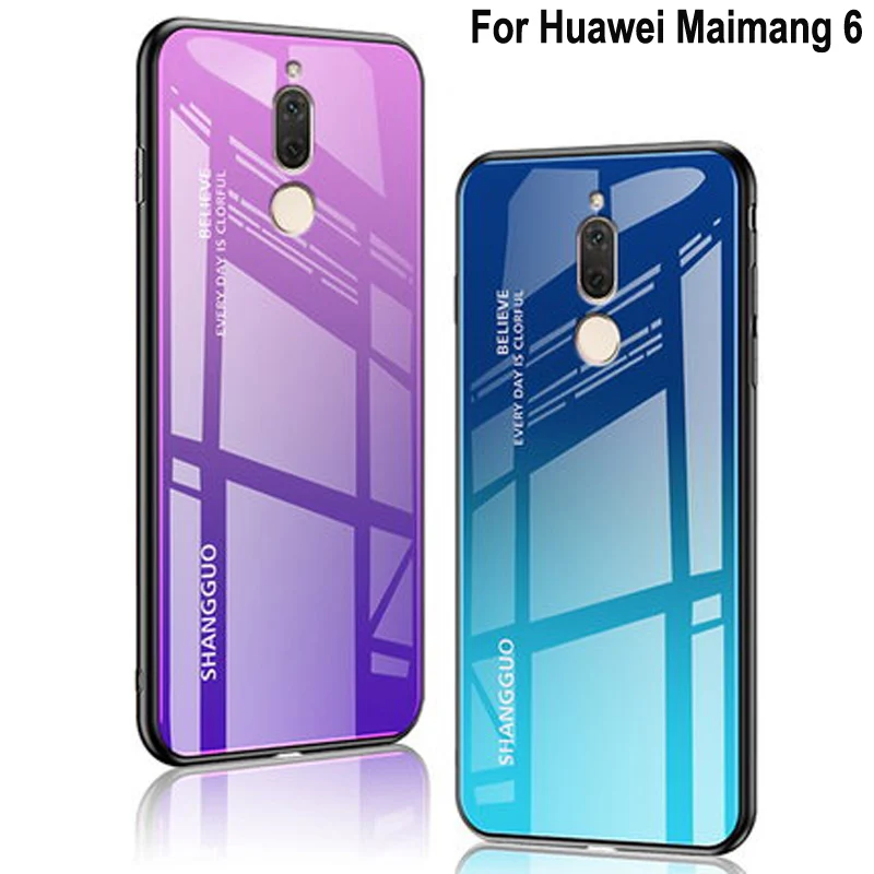 

Luxury Tempered Glass Case on For Huawei Maimang 6 Hard PC Gradient Fashion phone Cover 5.9'' For Maimang 6 RNE-AL00 Cases shell
