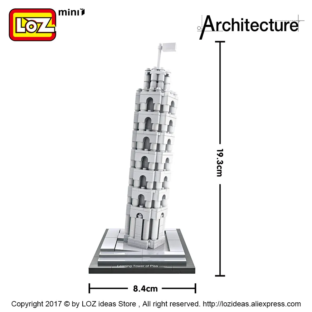 LoZ блоки игрушечная стройка Пизанская башня модели образовательных игрушек для