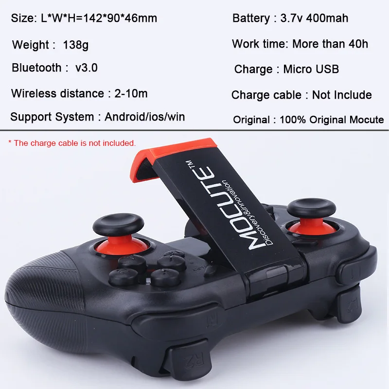 MOCUTE 050 VR игровой коврик Android джойстик Bluetooth контроллер селфи пульт дистанционного управления затвора геймпад для ПК смартфон+ держатель