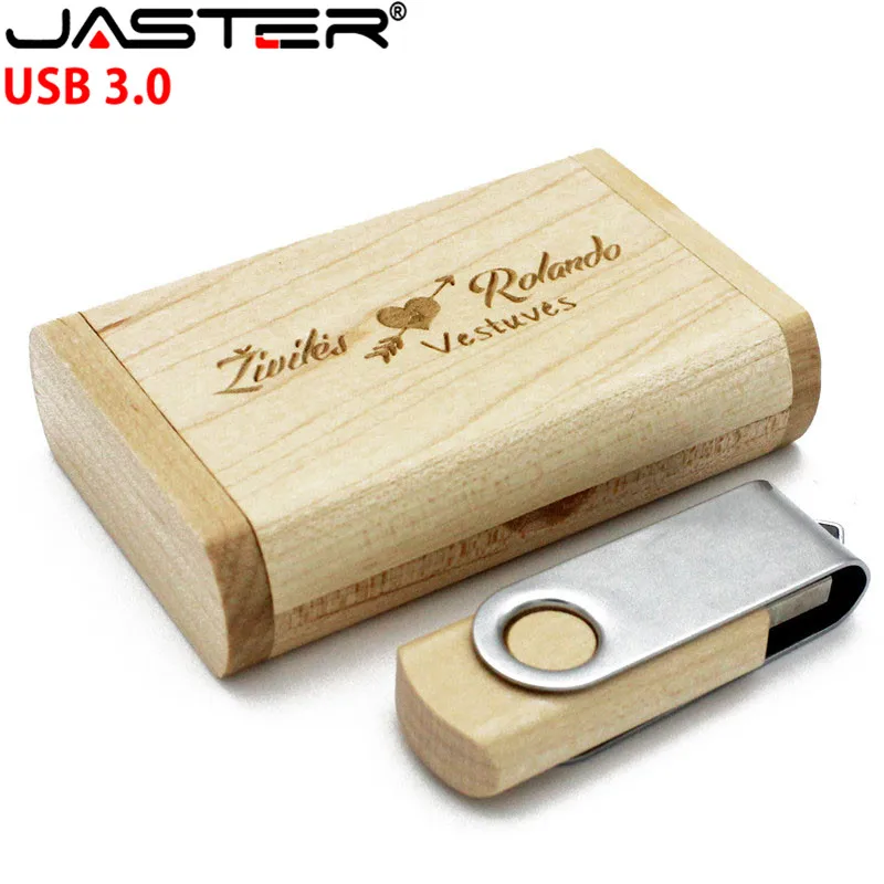 JASTER деревянный металлический вращающийся USB3.0 с коробкой usb флеш-накопитель карта