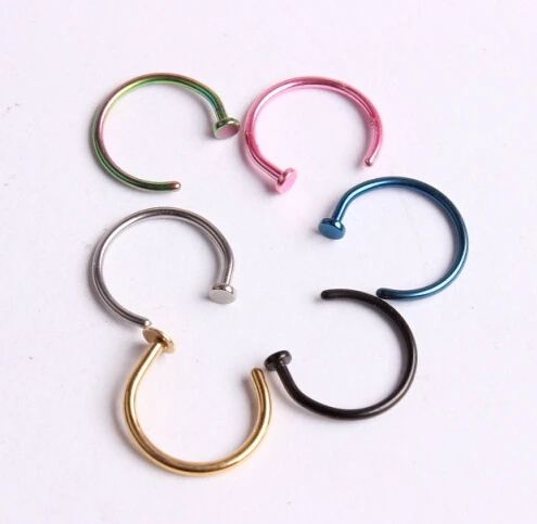 1 шт. Медицинское Ноздря Titanium Золото Серебро Нос Хооп Кольца клип на нос шпильки