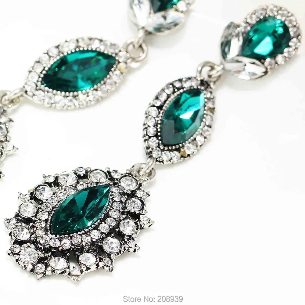 Женские модные серьги с зеленым/синим стеклом милые металлические гвоздики