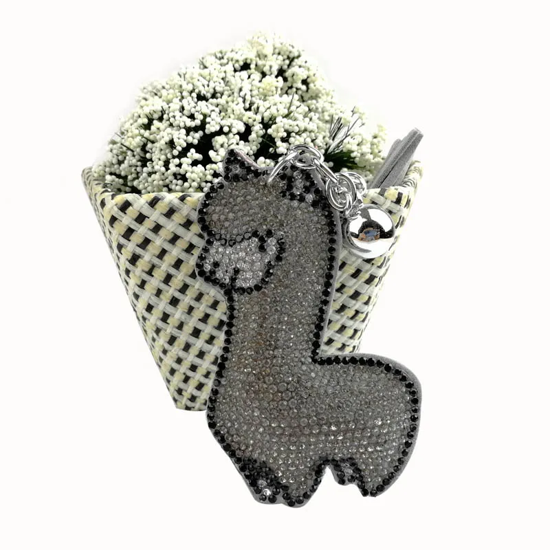 Милая подвеска для ключей альпака с горячим креплением страз, кристальный животный брелок для сумок-аксессуаров, подвеска для ключей, ювелирные изделия.