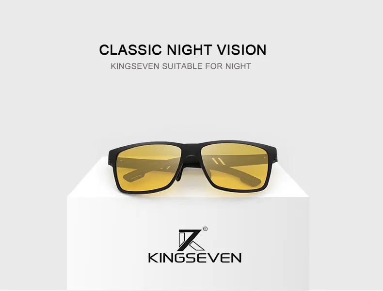 KINGSEVEN, алюминиевые поляризованные солнцезащитные очки ночного видения, Мужские квадратные солнцезащитные очки, солнцезащитные очки для вождения, очки oculos de sol