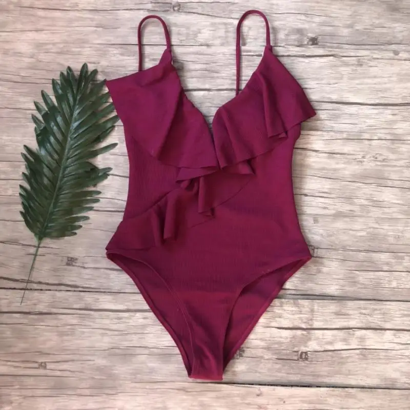 2019 Ladies'Swimming Suit купальный костюм бикини с листьями лотоса сбоку соединены чистые
