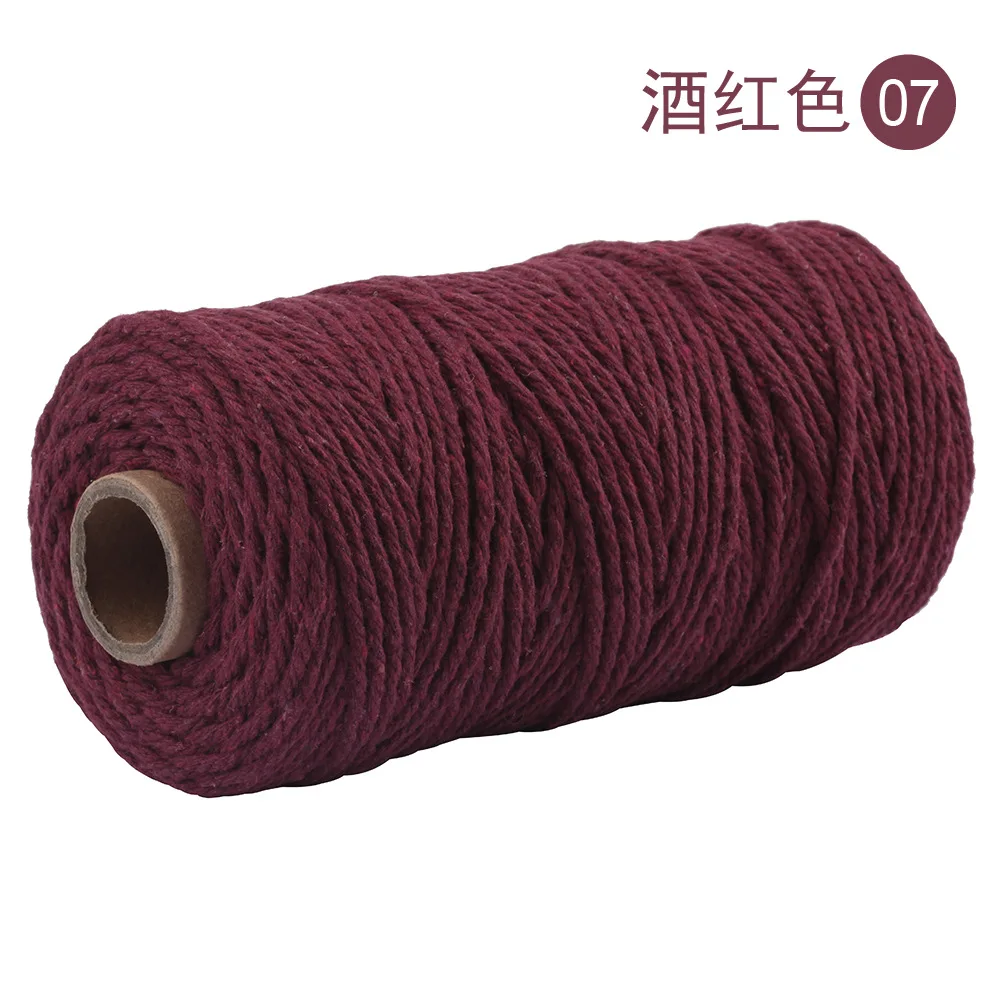 wine red Богемный шнур макраме гобелен Цвет Плетеный Канат Толстая линия 3 мм ручной работы материал Diy Хлопок Веревка - Цвет: wine red