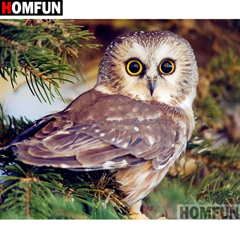 

Алмазная живопись HOMFUN A01210, полноразмерная/круглая вышивка «Сова», для творчества, домашний декор, вышивка крестиком