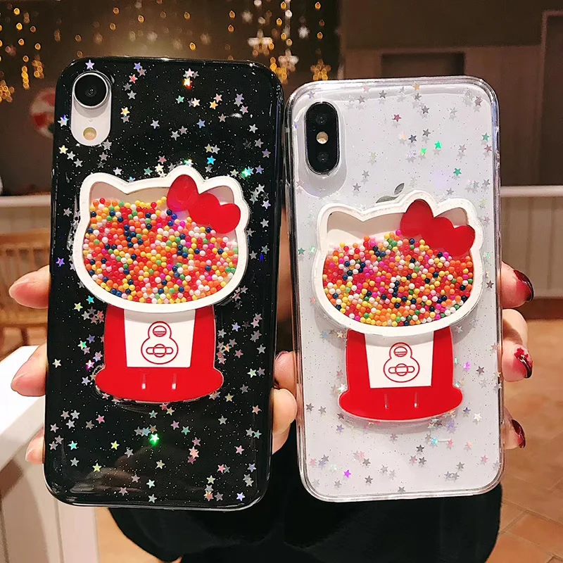 Милый блестящий чехол с рисунком котенка для iPhone X XS Max XR прозрачный мягкий