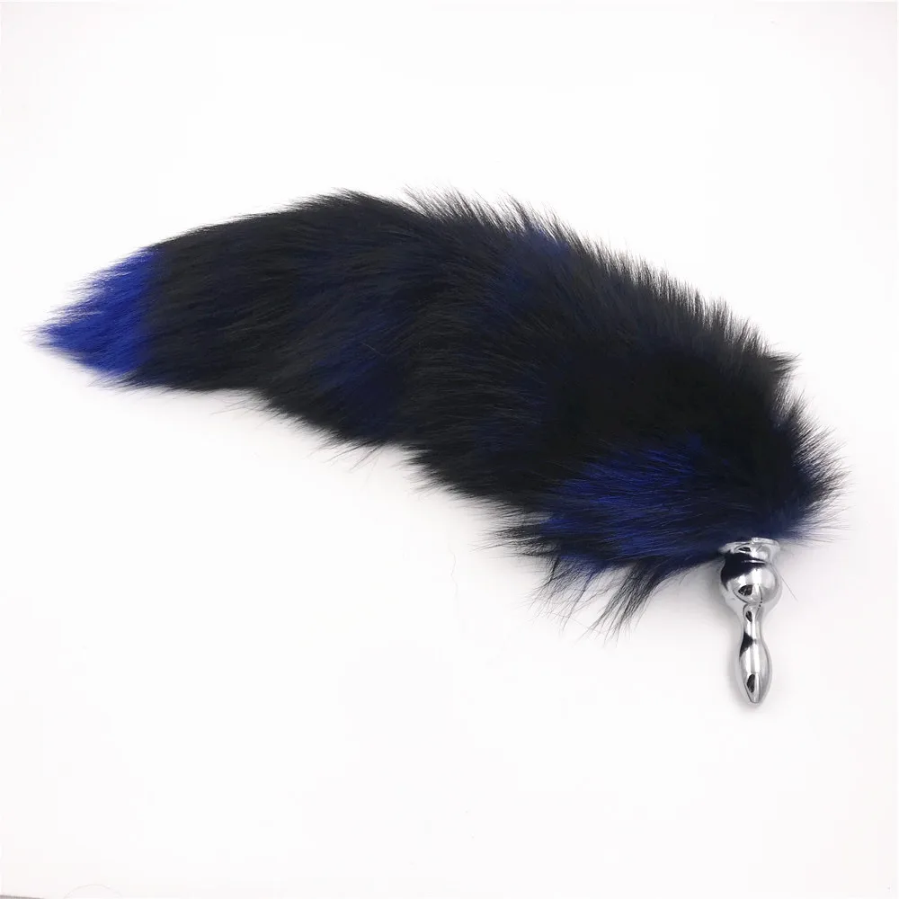 Blue And Black Larger Fox Tail Fluffy Anal Plug Sex Toys Erotic Butt Products Toy for Woman Men Adult Games | Красота и здоровье