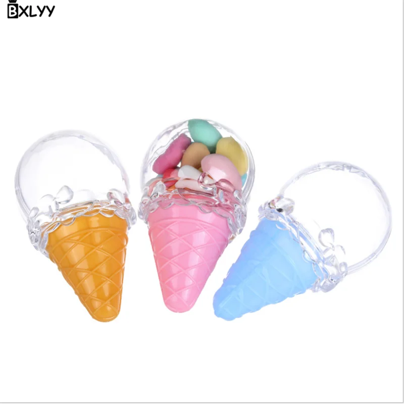 

BXLYY1pc Creative Marriage with Hand Gift Candy Box Ice Cream Round Plastic Transparent Candy Box Children Birthday Party Gift.7