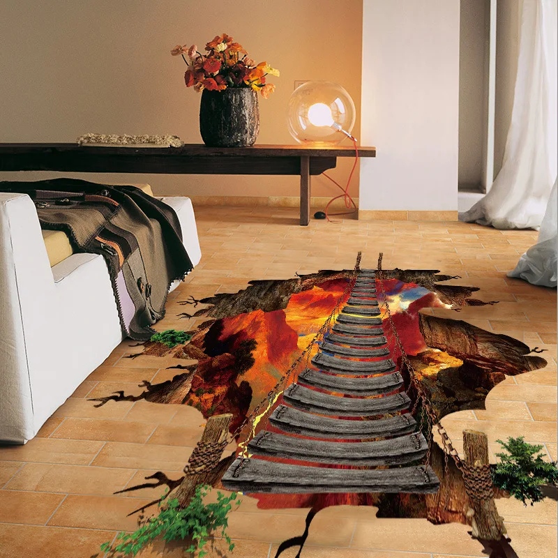 

Volcanic magma Floor Stickers PVC Material 3D wall poster for Living room bedroom bathroom Floor decoration stickers